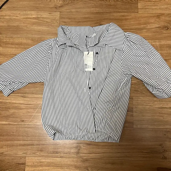 [BUNJANG] Le shop Women's Short Sleeve Striped Shirt / [Le shop]여성 반팔 셔츠(새상품)