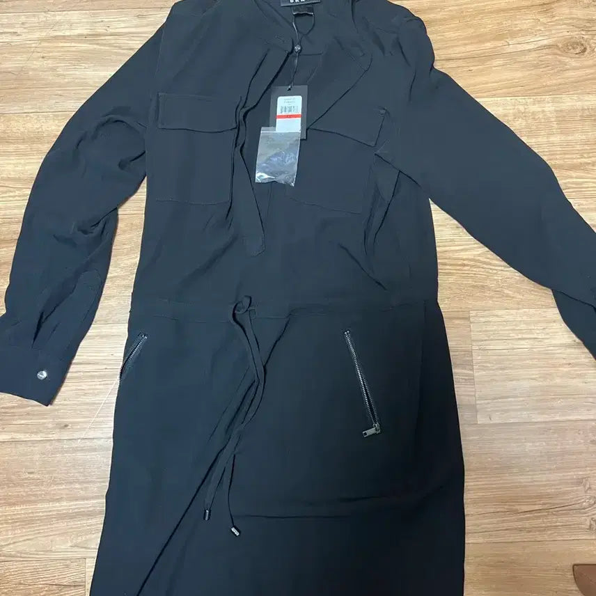 [BUNJANG] DKNY Black Shirt Dress with Waist String and Pockets / [DKNY]셔츠 원피스(새상품)