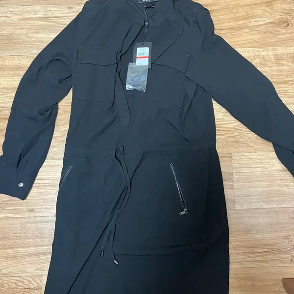 [BUNJANG] DKNY Black Shirt Dress with Waist String and Pockets / [DKNY]셔츠 원피스(새상품)