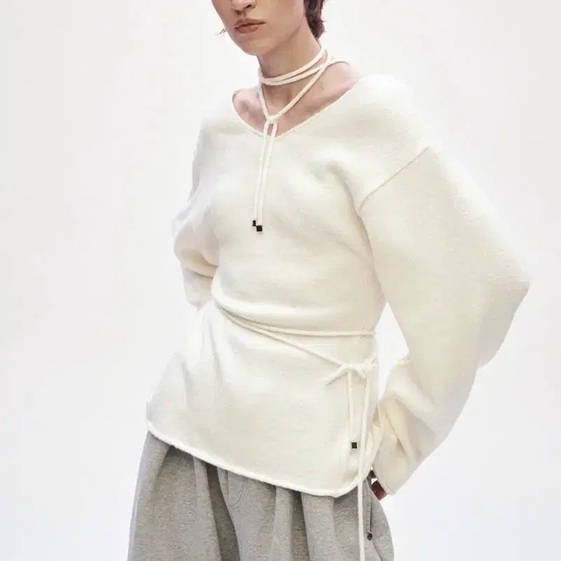 [BUNJANG] Trimingbird Two-Way Strap Knit Ivory / 새상품) 트리밍버드 투웨이 스트랩 니트 아이보리