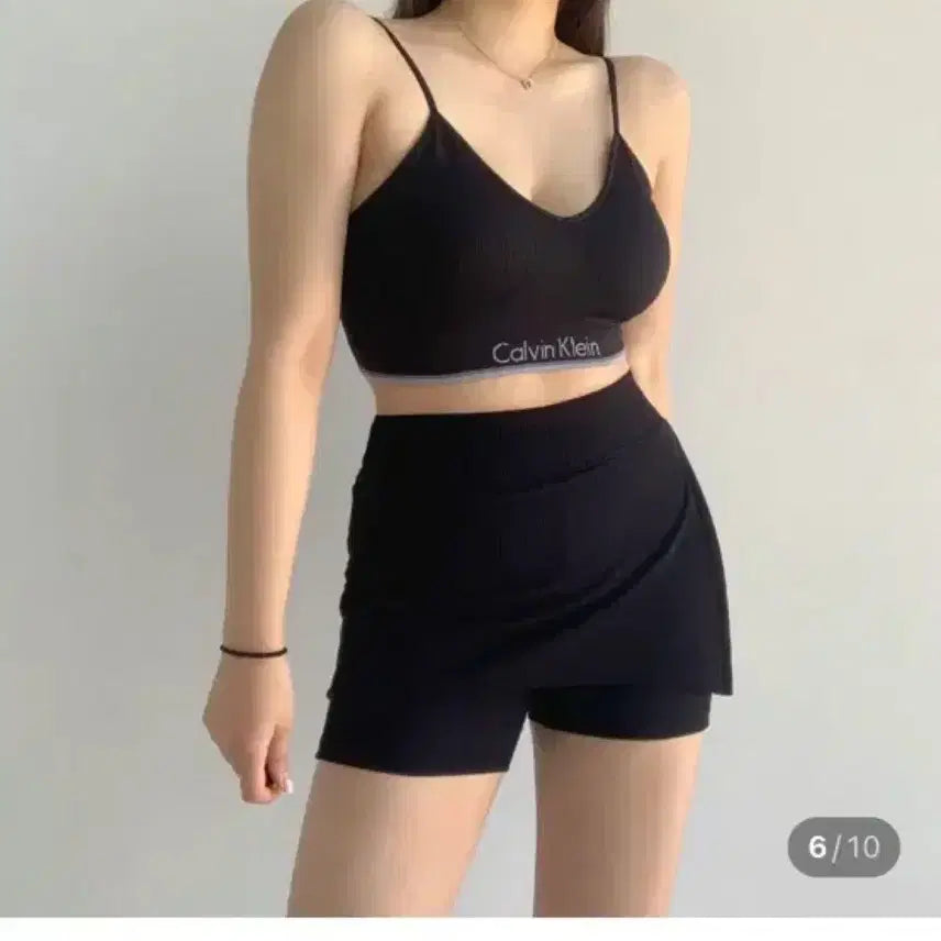 [BUNJANG] Ribbed Wrap Skirt Shorts with Integrated Leggings (Black) / 골지 랩 스커트 숏 바이커 쇼츠 레깅스 치마바지 (블랙)