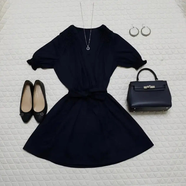 [BUNJANG] Culture Call Navy Blouse/Mini Skirt Set / 55~66 새상품 컬쳐콜 원피스 새제품 블라우스 반팔 치마 미니 스커트