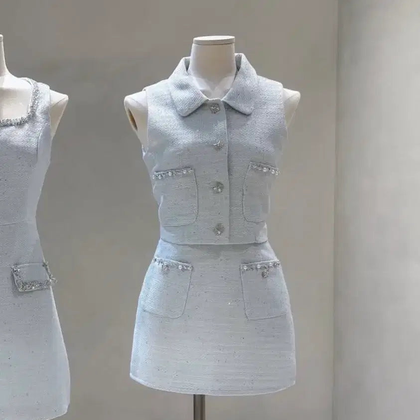 [BUNJANG] Jayliz Haim Tweed Jacket Two-Piece Set (Imported) / 제이리즈 하임 트위드 자켓 투피스 수입의류