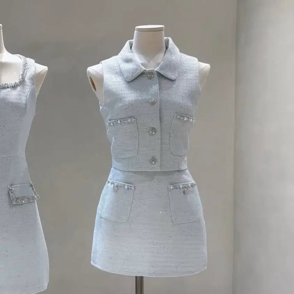 [BUNJANG] Jayliz Haim Tweed Jacket Two-Piece Set (Imported) / 제이리즈 하임 트위드 자켓 투피스 수입의류