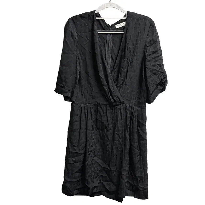 [BUNJANG] Sandro Paris Midi Black Dress (Size 3) / sandro paris 산드로 랩 미디 블랙 원피스 (3)