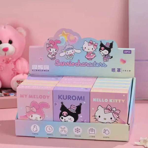 [BUNJANG] Sanrio Characters Ice Sleep Mask Set (5 pcs) / 산리오 캐릭터 아이스 수면 안대5ps(키티/마멜/쿠로미/시나모롤)