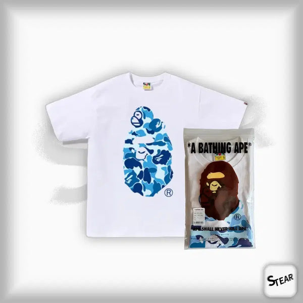 [BUNJANG] BAPE ABC Camo Milo On Big Ape T-Shirt White Blue / 베이프 ABC 카모 마일로 온 빅 에이프 티셔츠 화이트 블루