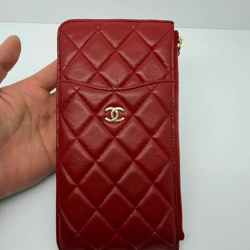 [BUNJANG] Chanel Quilted Phone Pouch Wallet Burgundy / 샤넬 폰파우치 지갑 버건디