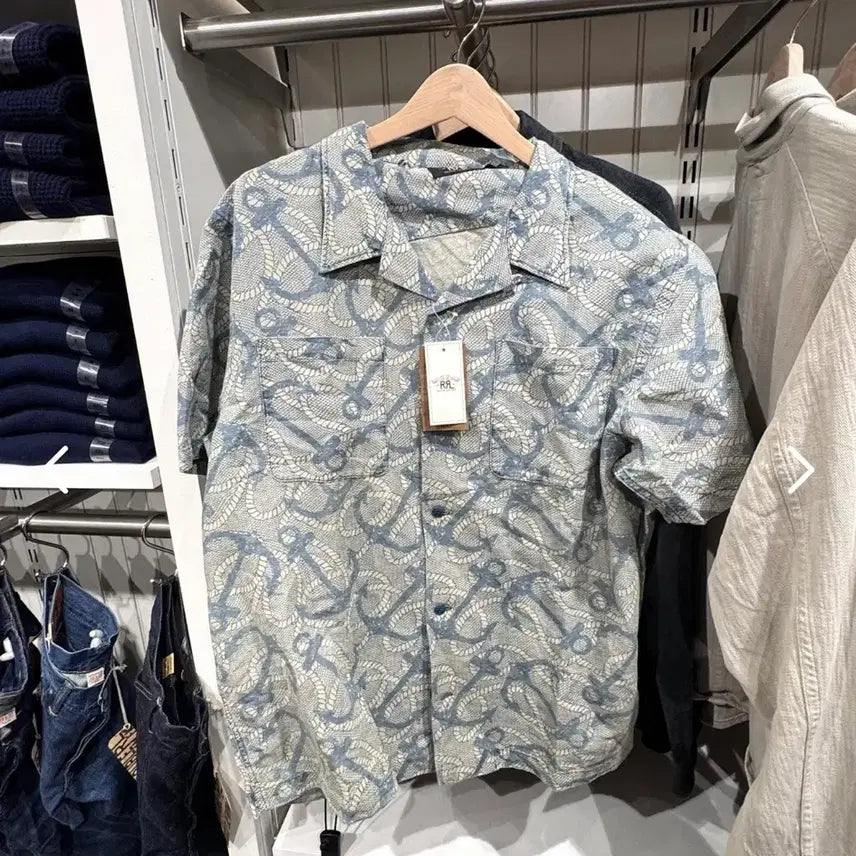 [BUNJANG] RRL Anchor Pattern Short Sleeve Shirt XXL / RRL 앵커 패턴 반팔셔츠 xxl