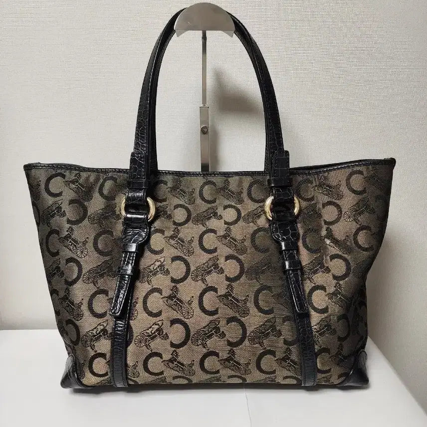 [BUNJANG] Celine Macaron Pattern Canvas Tote Bag / 셀린느 마차 패턴 캔버스 토트백