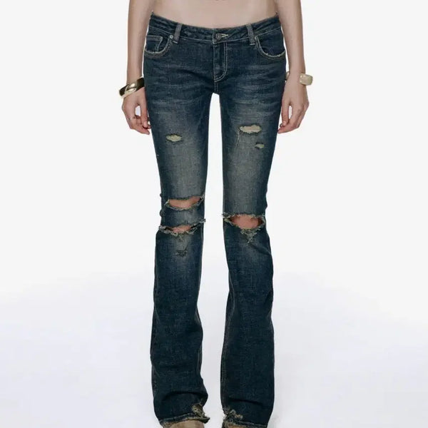 [BUNJANG] Rockcake Layne Low Rise Bootcut Jeans / 락케이크 로우라이즈 찢청 Layne Low Rise Bootcut Jeans