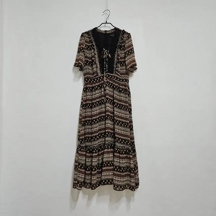[BUNJANG] Plastic Island Lace Panel Long Dress / 플라스틱아일랜드 레이스배색 롱원피스