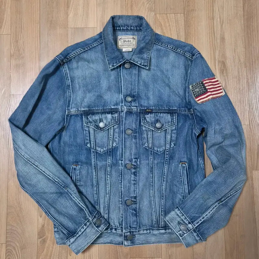 [BUNJANG] Polo Ralph Lauren American Flag Patch Denim Jacket Size S / 폴로 랄프로렌 성조기 패치 데님 자켓 S