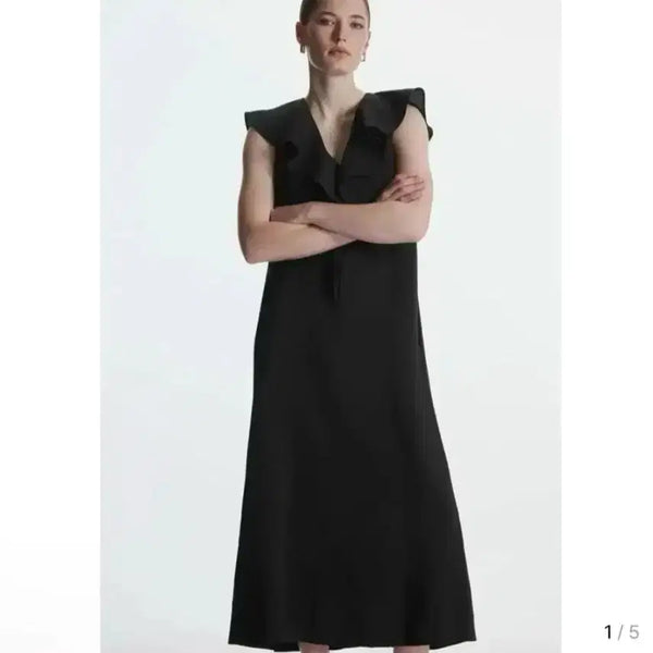 [BUNJANG] COS Ruffle Maxi Dress Black (Size 32) / 코스 러플 맥시 드레스 (33~44)