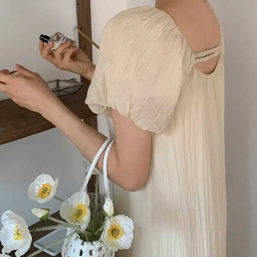 [BUNJANG] Off-Shoulder Short-Sleeve Maxi Dress / 롱원피스  임부복 임산부원피스 여름원피스 오프숄더원피스 반팔원피스 하객원