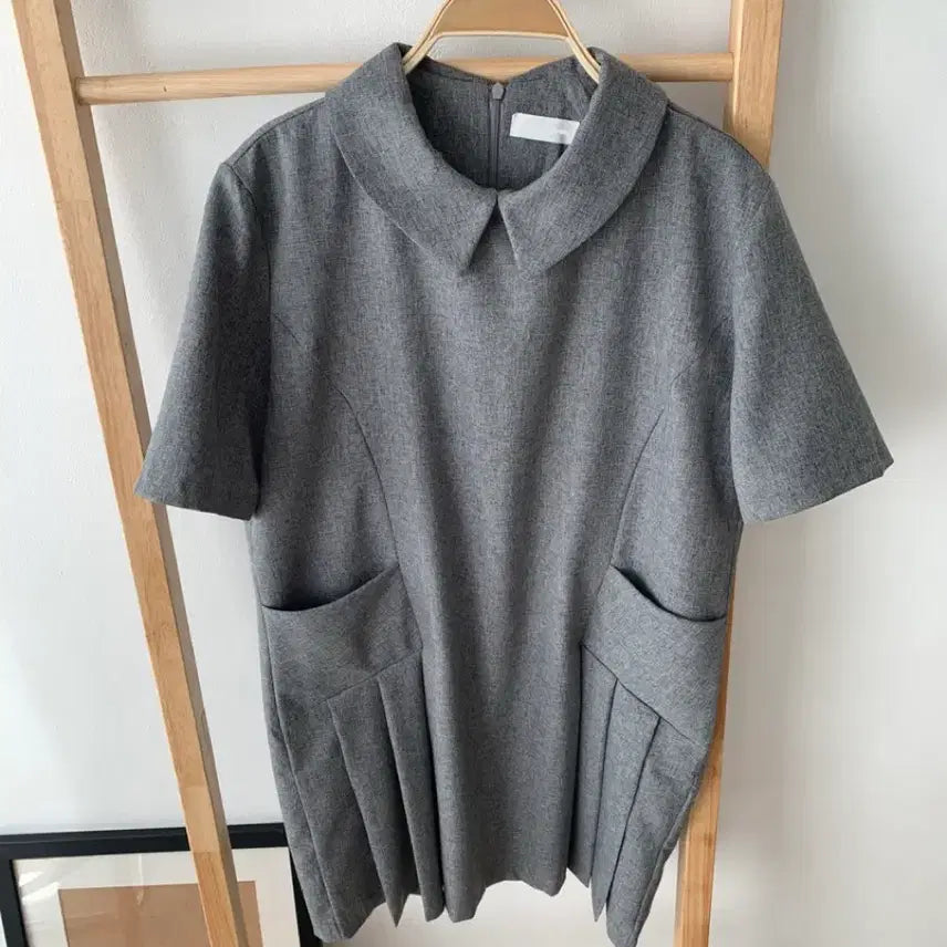 [BUNJANG] Short Sleeve Pleated Collar Summer Dress / 새상품) 하객원피스 카라원피스 플리츠원피스 여름원피스 반팔원피스