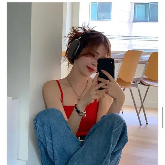 [BUNJANG] ABIGLE Spaghetti Strap Top Red / 에이비글 끈나시 탑 레드