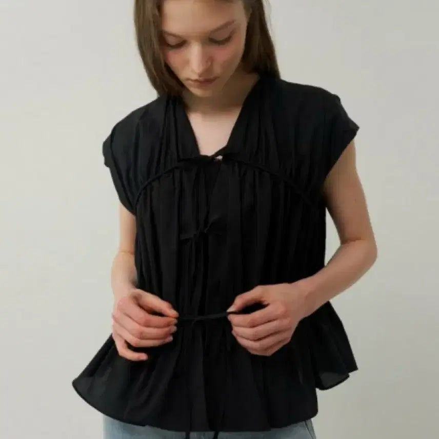 [BUNJANG] Blank03 Cotton Shirring Blouse (Black) / 블랭크03 cotton shirring blouse (black)