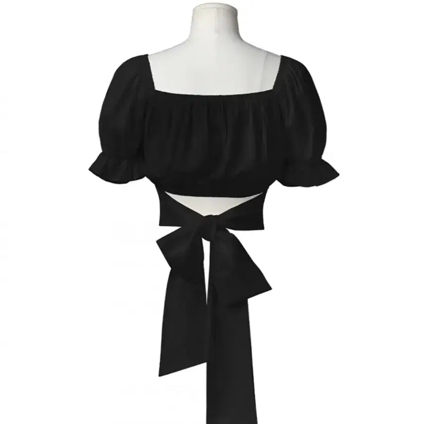 [BUNJANG] Urban Dress Back Ribbon Blouse Black / 어반드레스 백 리본 블라우스 블랙