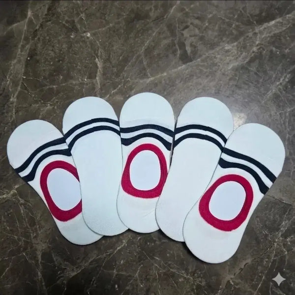 [BUNJANG] Men's Ankle Socks 3-Stripe White/Red Accent (20 Pairs) / 20켤레 무료배송 남성용 발목 양말 3줄 흰색/빨강 포인트