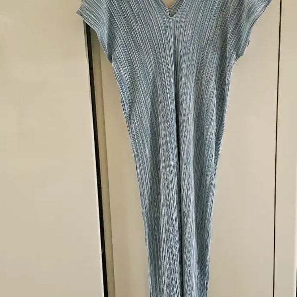 [BUNJANG] Pleated V-Neck Dress Mint / 플리츠 브이넥 원피스 민트색