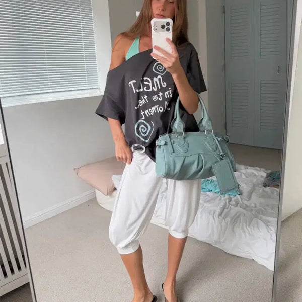 [BUNJANG] Asura Melt One-Shoulder Tee (Charcoal) / 아수라 asura 멜트 원숄더 티 (차콜)