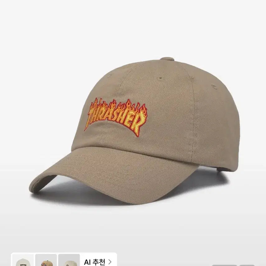 [BUNJANG] Thrasher Flame Ball Cap Beige / (새상품)트레셔 플레임 볼캡 베이지