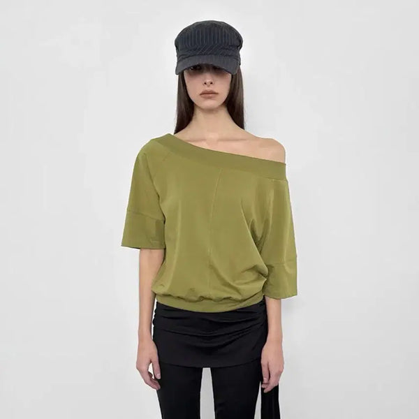 [BUNJANG] Sandric Multi-Neck T (Olive) / 샌드릭 멀티넥 티 (올리브)