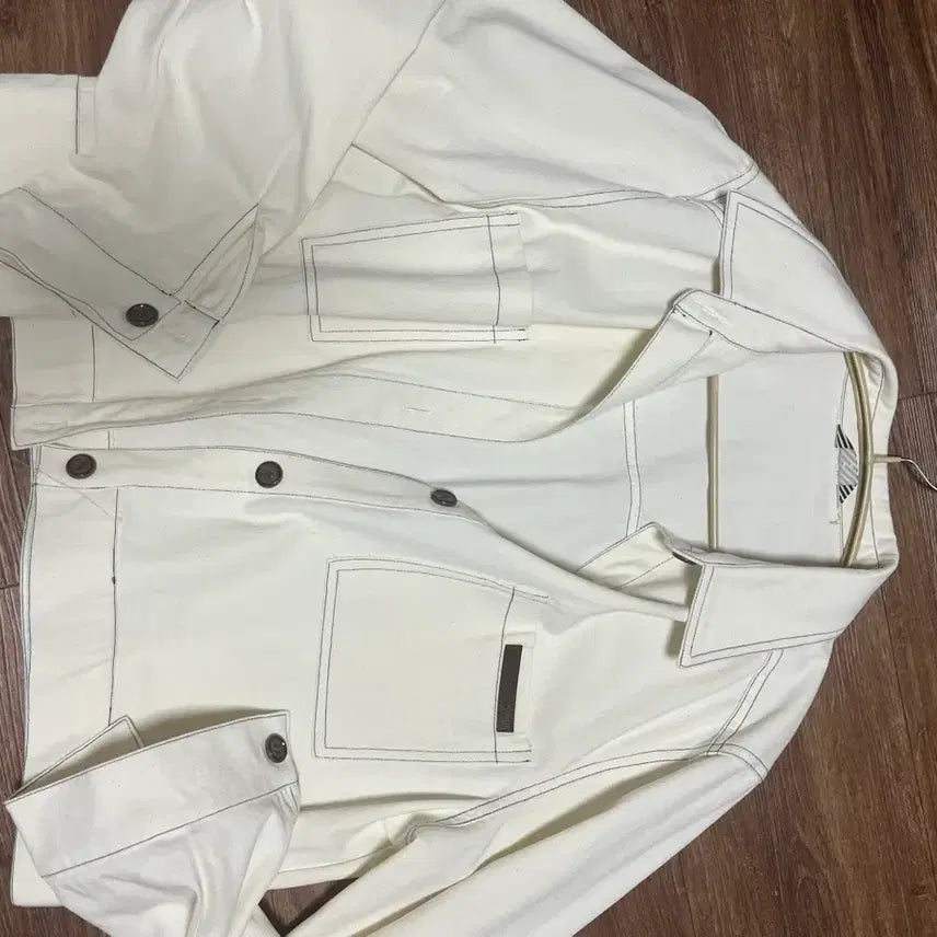[BUNJANG] Pigment Stitch Denim Jacket - Ivory / 피그먼트 아이보리 스티치 데님 자켓