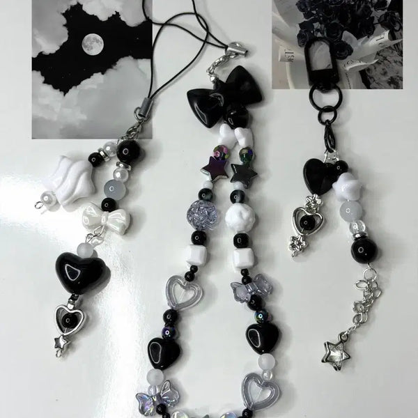 [BUNJANG] Handmade Black Bead Keychain / 핸드메이드 블랙 비즈 키링