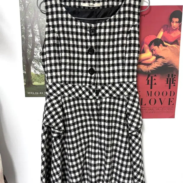 [BUNJANG] Vintage Tralala Gingham Check Sleeveless Dress / 빈티지 트랄라라 고전택 러블리 갸루 깅엄체크 원피스