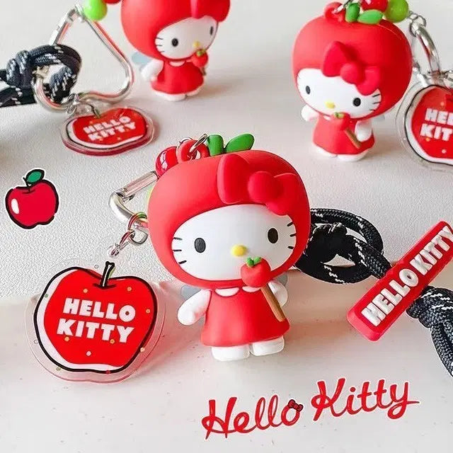 [BUNJANG] Sanrio Hello Kitty Apple Carabiner Keychain / 정품 키티 애플 카라비너 키링