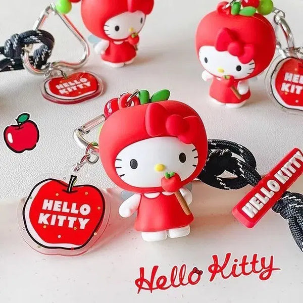 [BUNJANG] Sanrio Hello Kitty Apple Carabiner Keychain / 정품 키티 애플 카라비너 키링