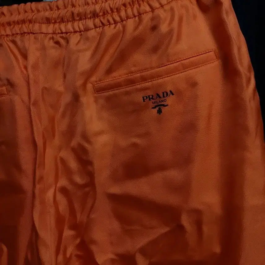 [BUNJANG] Prada Pocket Logo Silk Half Pants Orange L / 프라다 포켓 로고 실크 하프팬츠 오렌지색 L 새상품 백화점판