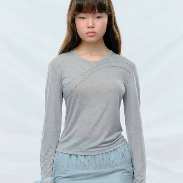 [BUNJANG] Puree Moss Long Sleeve Melange Grey / 퓨레 puree moss 롱슬리브 melange grey