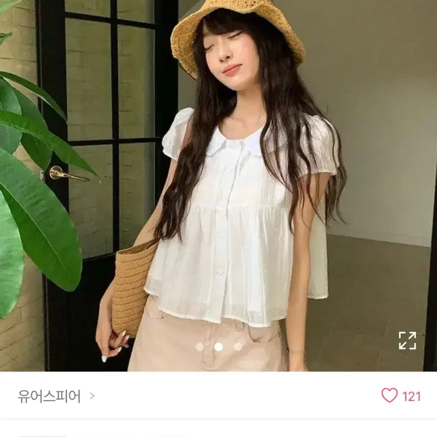 [BUNJANG] Dot Round Collar Short Sleeve Blouse Pink / (새상품) 도트 둥근카라 반팔 블라우스 핑크
