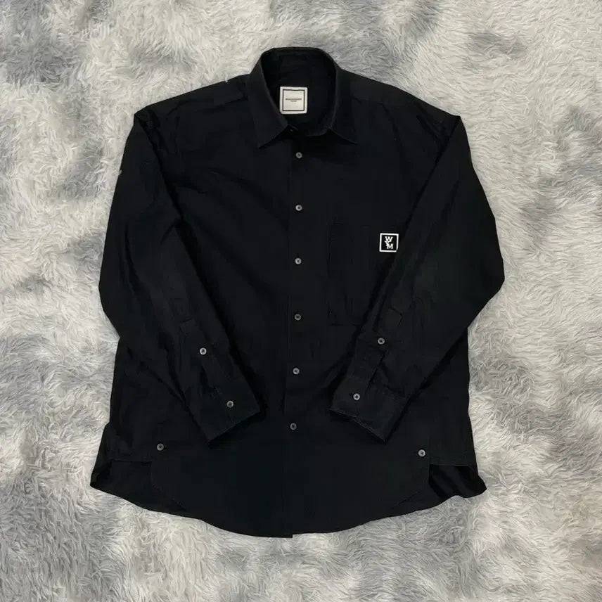 [BUNJANG] Wooyoungmi Back Logo Cotton Shirt Black [48] / 우영미 백로고 코튼 셔츠 블랙 [48]