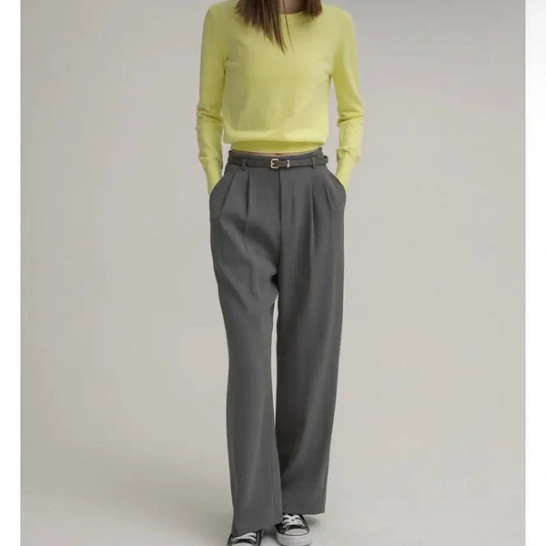 [BUNJANG] Atelier Nine Classic Wide Belt Set Pants (Charcoal Grey, Size S) / 아틀리에 나인 클래식 와이드 벨트 세트 팬츠 S