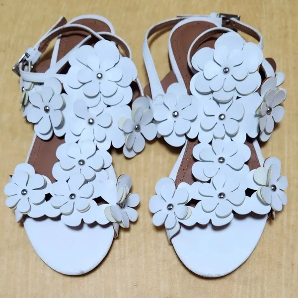 [BUNJANG] White Flower Sandals / 화이트 플라워 샌들