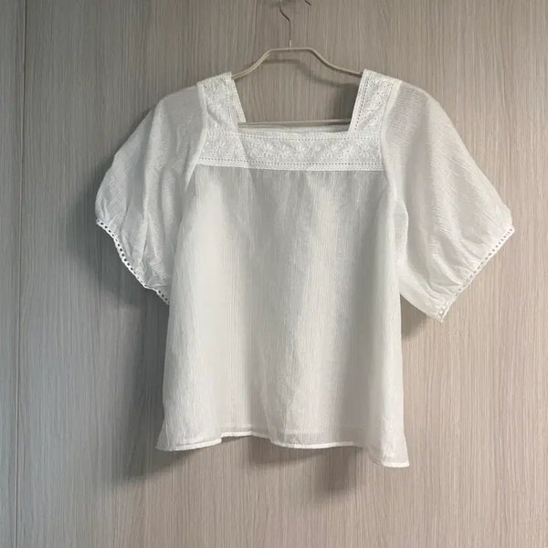 [BUNJANG] White Lace Blouse (Free Size) / 레이스 블라우스 화이트 F~88 새상품