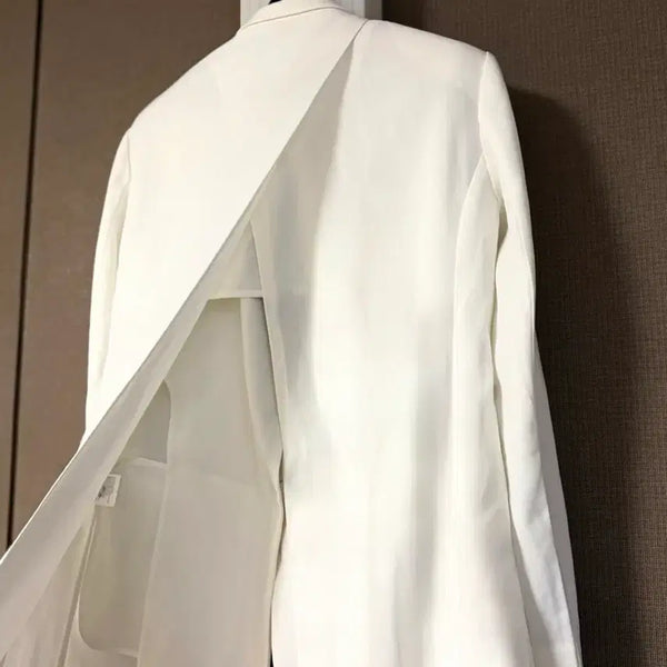 [BUNJANG] The Ballon Open Back Jacket White / 더발론theballon 오픈백 자켓 화이트 등트임슬릿블레이저셀프웨딩수트
