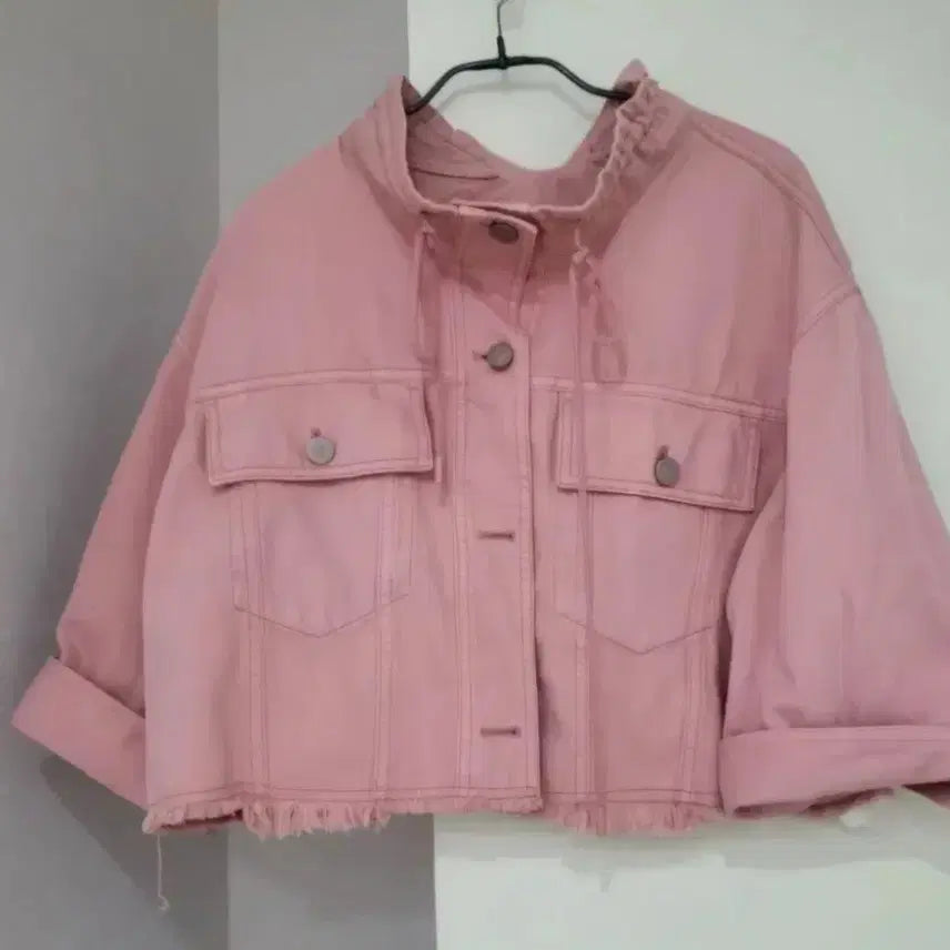 [BUNJANG] Lucky Chouette Pink Denim Jacket / 럭키슈에뜨 핑크 데님 자켓38)
