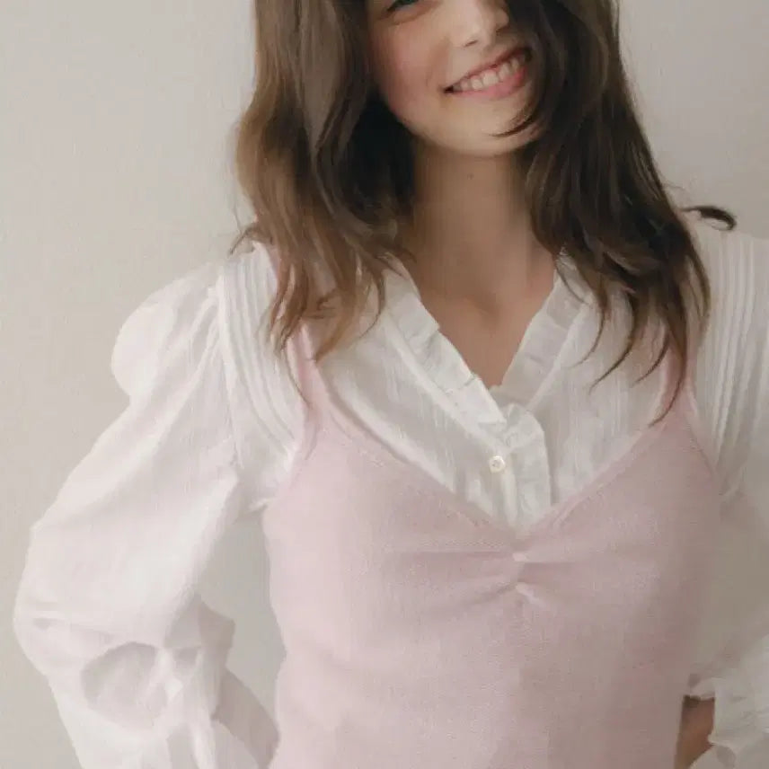 [BUNJANG] lettera Shirring Bustier Knit Top Baby Pink / lettera 레테라 셔링 뷔스티에 니트 탑 베이비핑크