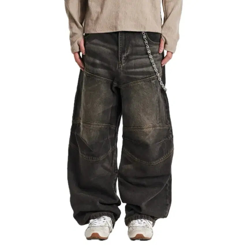 [BUNJANG] KIChul Washed Biker Denim Pants Black / 기철 워시드 바이커 데님 팬츠 블랙