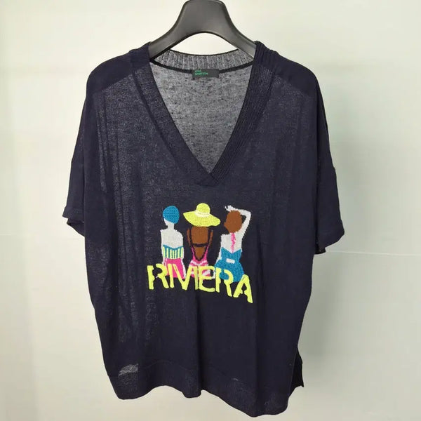 [BUNJANG] Benetton Knit T-Shirt One Size / 베네통 니트 티셔츠 one size 6G13