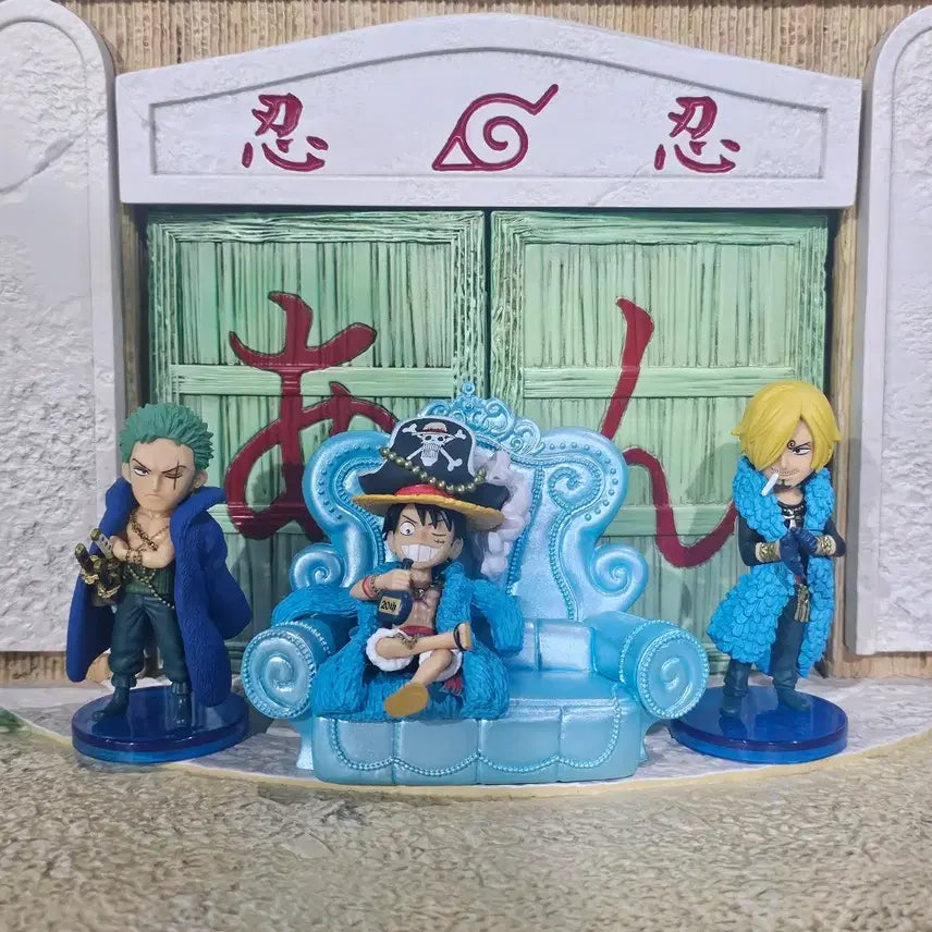 [BUNJANG] One Piece World Collectable Figure 20th Anniversary Luffy & Zoro & Sanji with Sofa Bundle Set / 원피스 월콜 20주년 루조상+쇼파 4개일괄
