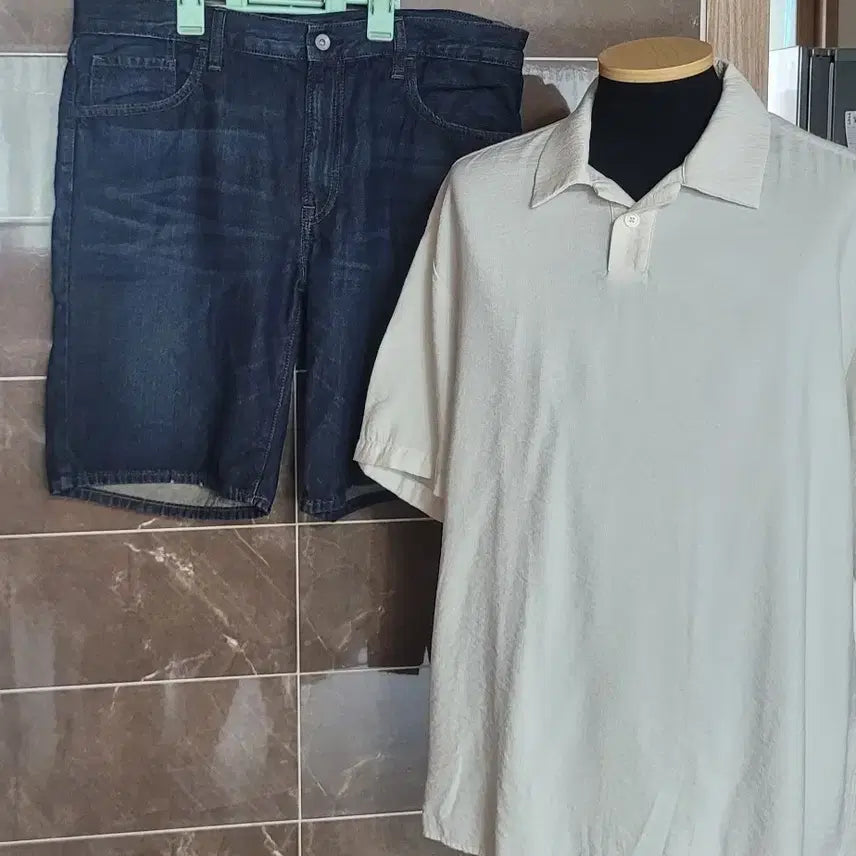 [BUNJANG] Mind Bridge Ivory Rayon Blend Polo Shirt / (남성100-105사이즈)마인드브릿지 아이보리 카라티(레이온84)