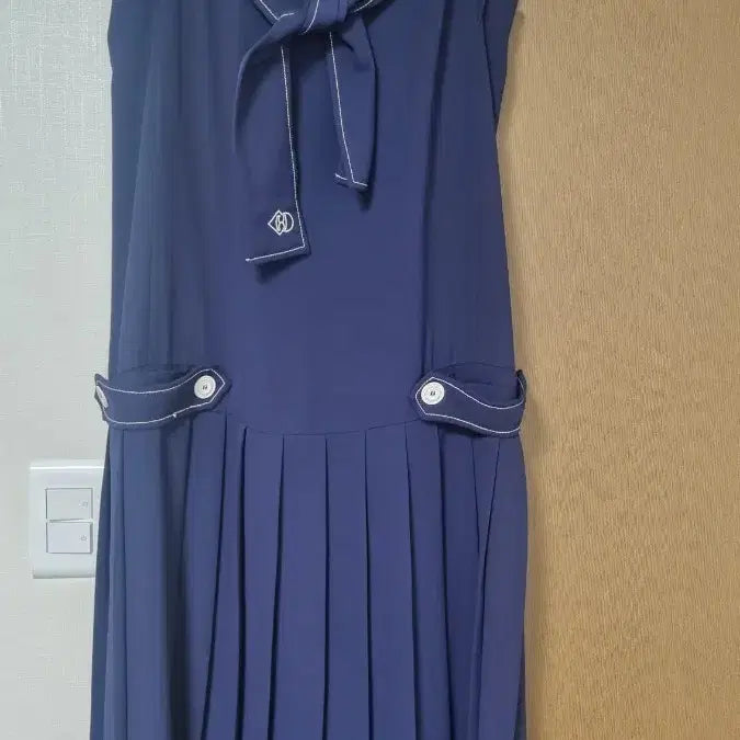 [BUNJANG] Lucky Chouette Sailor Pleats Long Dress Navy / 럭키슈에뜨 세일러 플리츠롱원피스