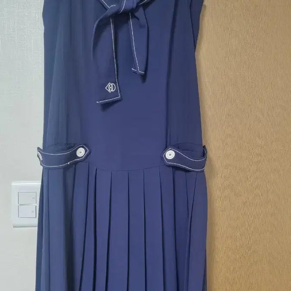 [BUNJANG] Lucky Chouette Sailor Pleats Long Dress Navy / 럭키슈에뜨 세일러 플리츠롱원피스