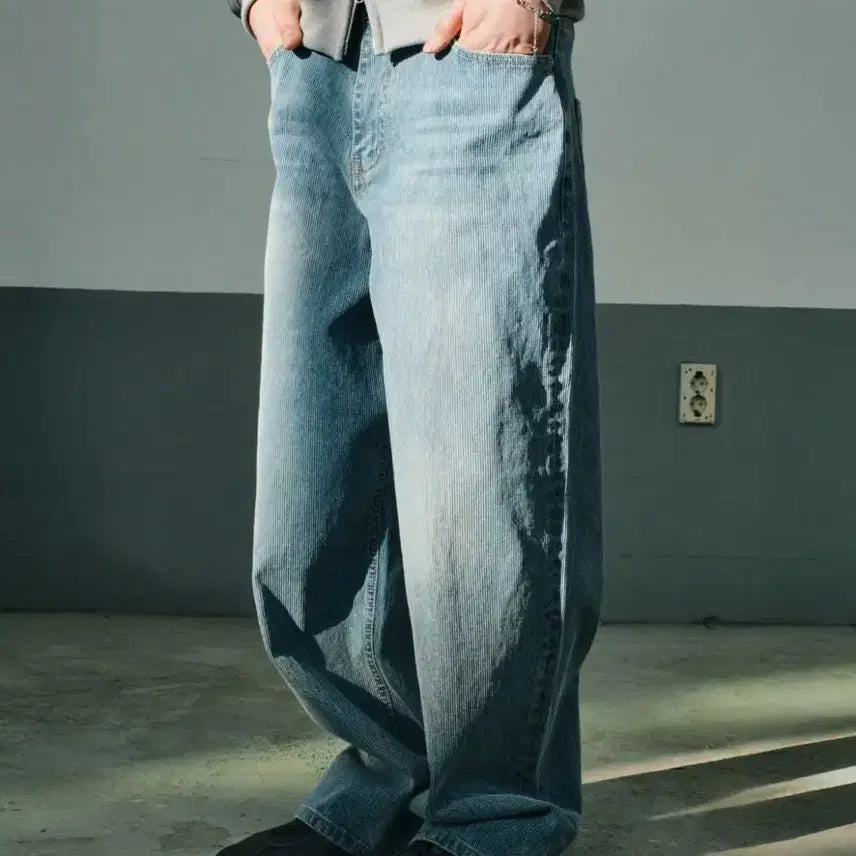 [BUNJANG] DIVEIN Ribbed Wide Denim Pants Size 0 / 다이브인 리브드 와이드 데님 0사이즈